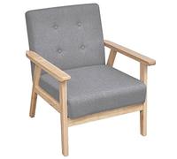 vidaXL Poltrona in Tessuto Grigio Braccioli Poltroncina Sedia da Pranzo Cucina