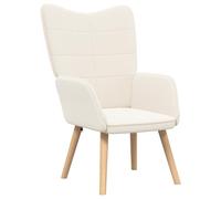 vidaXL Poltrona in tessuto panna soggiorno e camera da letto | Design ergonomico moderno, rivestimento durevole, sedute eleganti e confortevoli, poltrona d'accento, struttura in legno contemporan