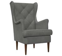vidaXL Poltrona in velluto grigio scuro, poltrona per camera da letto, moderna sedia in velluto, comoda seduta, imbottita, soggiorno contemporaneo