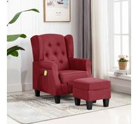 vidaXL Poltrona Massaggiante con Poggiapiedi Rosso Vino in Tessuto