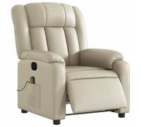 vidaXL Poltrona Massaggiante Elettrica Reclinabile Crema Similpelle