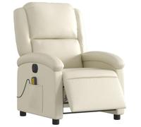 vidaXL Poltrona Massaggiante Elettrica Reclinabile Crema Similpelle