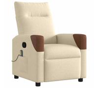 vidaXL Poltrona Massaggiante Reclinabile Crema in Tessuto