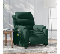 vidaXL Poltrona Massaggiante Reclinabile Elettrica Verde Scuro Velluto