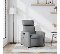 vidaXL Poltrona massaggiante reclinabile AX Manuale USB poggiapiedi Grigio chiaro tessuto
