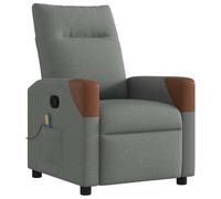 vidaXL Poltrona Massaggiante Reclinabile Grigio Scuro in Tessuto, poltrona reclinabile, poltrona massaggiante elettrica, poltrona in tessuto