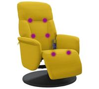 vidaXL Poltrona Massaggiante Reclinabile Poggiapiedi Gialla in Velluto