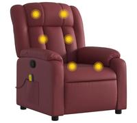 vidaXL Poltrona Massaggiante Reclinabile Rosso vino in Similpelle
