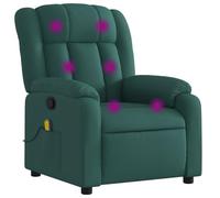 vidaXL Poltrona Massaggiante Reclinabile Verde Scuro in Tessuto