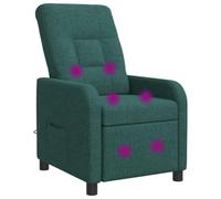 vidaXL Poltrona Massaggiante Verde Scuro Tessuto
