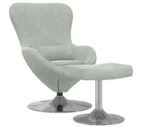 vidaXL Poltrona Moderna Grigia Chiara con Poggiapiedi | Seduta Interna Elegante Design Ergonomico Tessuto Soft Touch Gambe in Cromo Poltrona Mobili per Soggiorno Morbida Comoda Lettura Imbottita