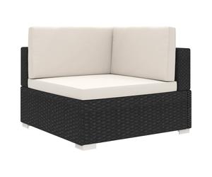 vidaXL Poltrona Modulare ad Angolo 1 pz con Cuscini in Polyrattan Nero