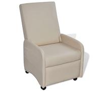 vidaXL Poltrona Pieghevole reclinabile in Pelle Artificiale Crema