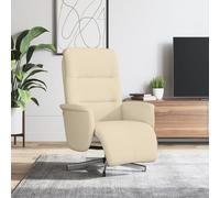vidaXL Poltrona Reclinabile con Poggiapiedi Crema in Tessuto