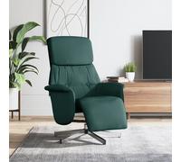 vidaXL Poltrona Reclinabile con Poggiapiedi Verde Scuro in Tessuto