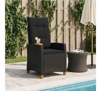 vidaXL Sedia reclinabile con vassoio per tè nero 62 x 64 x 112 cm, moderno Recliner per giardino, schienale regolabile, sedia comoda, mobile in rattan per esterni, relax nel patio
