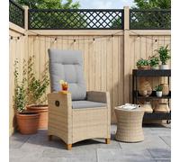 vidaXL Poltrona reclinabile con tavolino polyrattan