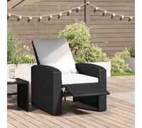 vidaXL Poltrona Reclinabile da Giardino con Cuscini Polyrattan Nera