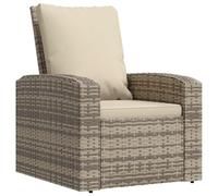 vidaXL Poltrona Reclinabile Giardino Cuscini Marrone Chiaro Polyrattan