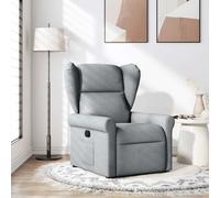 vidaXL Poltrona Reclinabile in Tessuto Grigio Chiaro