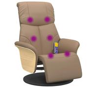vidaXL Poltrona Reclinabile Massaggi Poggiapiedi Cappuccino Similpelle