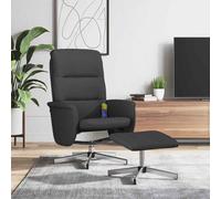 vidaXL Poltrona Reclinabile Massaggiante con Poggiapiedi Nera Tessuto