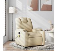 vidaXL Poltrona reclinabile massaggiante in Tessuto Color Crema