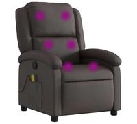 vidaXL Poltrona Reclinabile Massaggiante Marrone Scuro in Vera Pelle