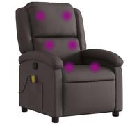 vidaXL Poltrona Reclinabile Massaggiante Marrone Scuro in Vera Pelle