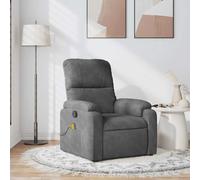 vidaXL Poltrona Reclinabile Massaggio Grigio Scuro Tessuto Microfibra
