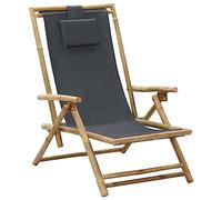 vidaXL Sedia Relax reclinabile Grigio Scuro in Bambù e Tessuto