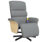 vidaXL Poltrona Reclinante Massaggio Poggiapiedi Grigio Chiaro Tessuto