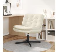vidaXL Poltrona Relax con Base Girevole Crema 63 x 75 x 76 cm Velluto