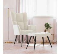 vidaXL Poltrona Relax con Poggiapiedi Bianco Crema in Velluto