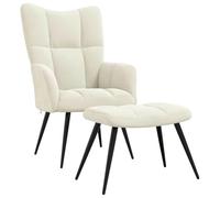 vidaXL Poltrona Relax con Poggiapiedi Bianco Crema in Velluto