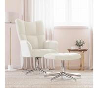 vidaXL Poltrona Relax con Poggiapiedi Bianco Crema in Velluto