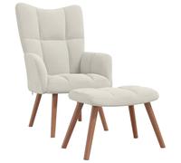 vidaXL Poltrona Relax con Poggiapiedi Bianco Crema in Velluto