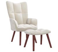 vidaXL Poltrona Relax con Poggiapiedi Bianco Crema in Velluto