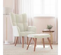 vidaXL Poltrona Relax con Poggiapiedi Bianco Crema in Velluto