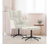 vidaXL Poltrona Relax con Poggiapiedi Bianco Crema in Velluto