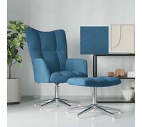 vidaXL Poltrona Relax con Poggiapiedi Blu in Velluto