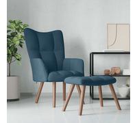 vidaXL Poltrona Relax con Poggiapiedi Blu in Velluto