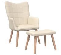 vidaXL Poltrona Relax con Poggiapiedi Crema in Tessuto