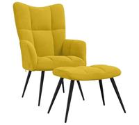 vidaXL Poltrona Relax con Poggiapiedi Giallo Senape in Velluto