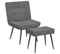 vidaXL Poltrona Relax con Poggiapiedi Grigia in Velluto, sedia, sedia da pranzo, sedia da ufficio, sedia relax, sedia da soggiorno, seduta relax