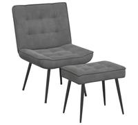 vidaXL Poltrona Relax con Poggiapiedi Grigia in Velluto, sedia, sedia da pranzo, sedia da ufficio, sedia relax, sedia da soggiorno, seduta relax