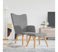 vidaXL Poltrona Relax con Poggiapiedi Grigio Chiaro in Tessuto