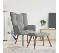 vidaXL Poltrona Relax con Poggiapiedi Grigio Chiaro in Velluto