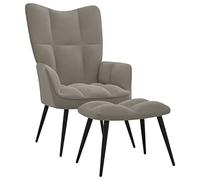 vidaXL Poltrona Relax con Poggiapiedi Grigio Chiaro in Velluto