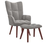 vidaXL Poltrona Relax con Poggiapiedi Grigio Chiaro in Velluto